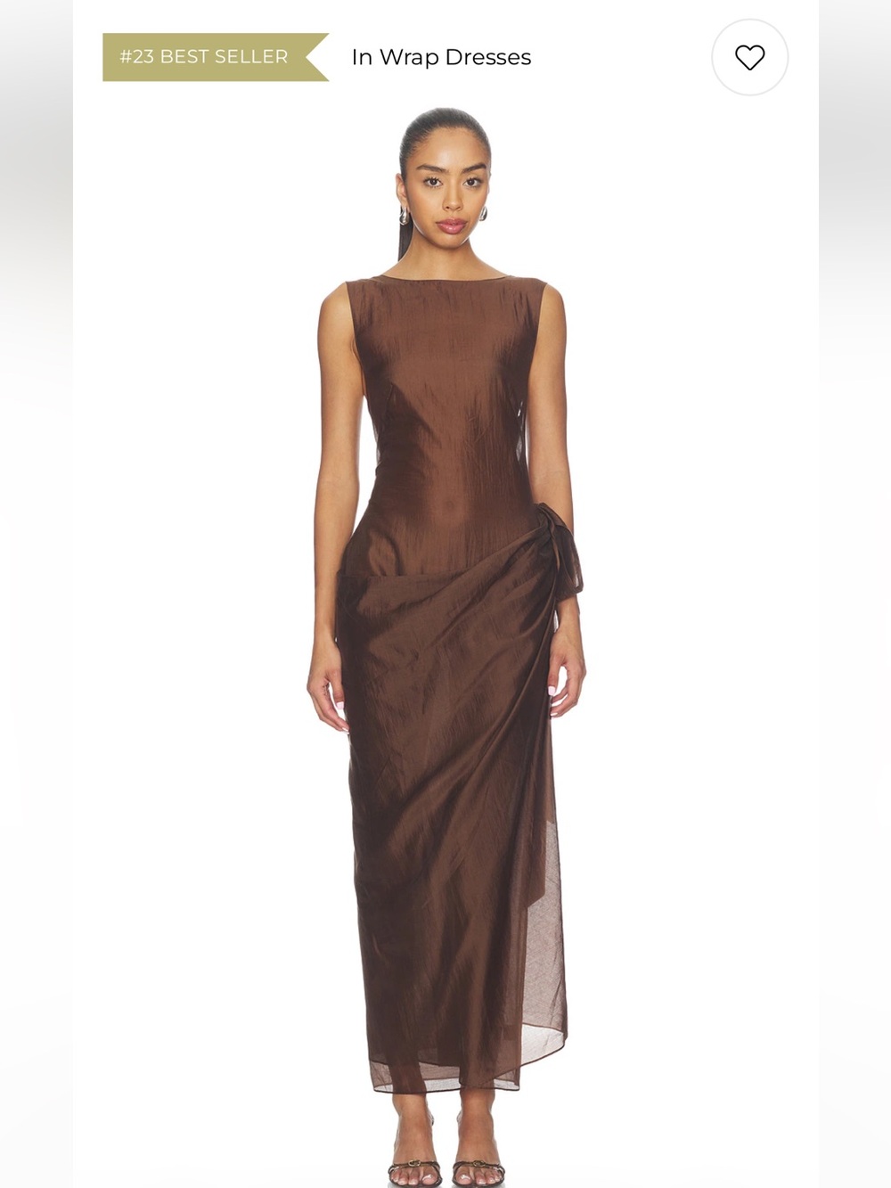 Camila Coelho Brown Sleeveless Wrap-Detail Maxi Dress